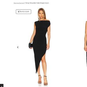 Norma Kamali Drop Shoulder Side Drape Gown — Black, NWT